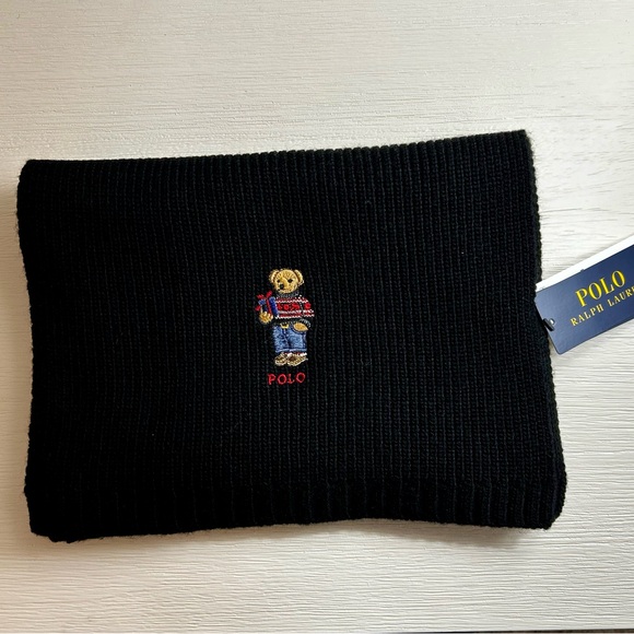 Polo Ralph Lauren Men's Holiday Bear Performance Scarf Polo Black NEW - Picture 3 of 5